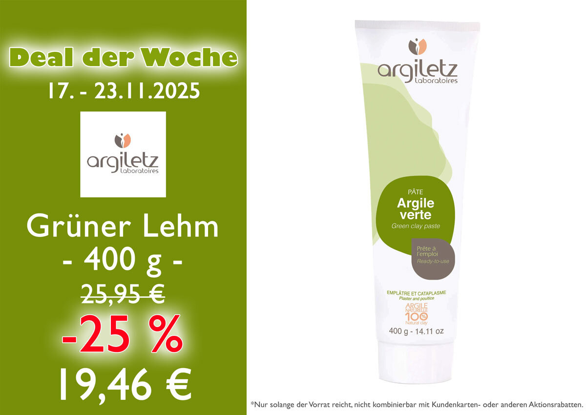 Deal der Woche 25 % Rabatt auf grünen Lehm (400g)