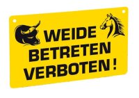 Kerbl Warnschild Weide betreten ... gelb