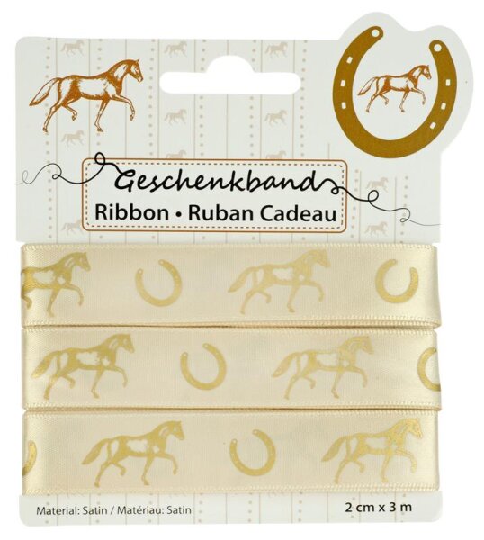 happyROSS Geschenkband Pferde gold