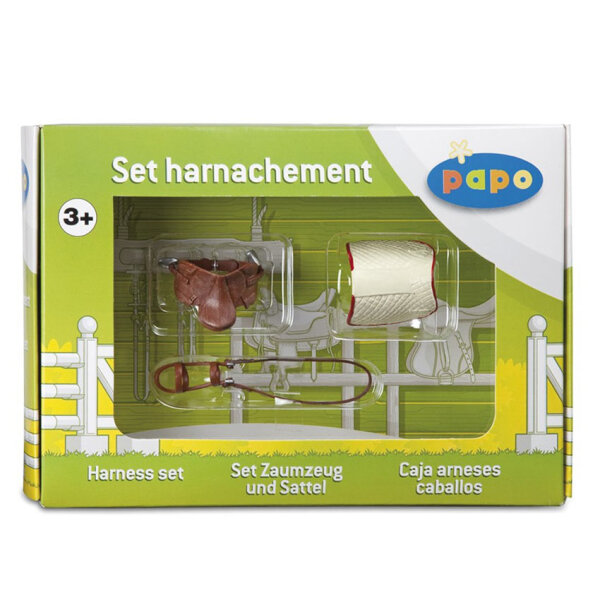 EKKIA Papo Set Zaumzeug und Sattel braun