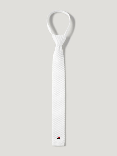 T.Hilfiger Adam Strick Krawatte mit Reissverschluss optic white